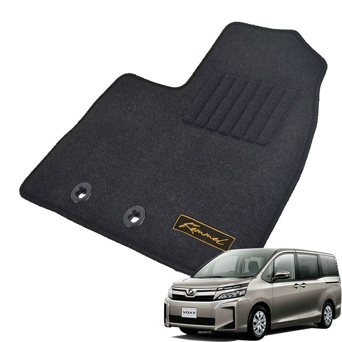 Kemmel トヨタ ヴォクシー 80系 H29/7～R4/1 8人乗車 用フロアマット [全席セット/ロゴ付] [GX/ブラック]