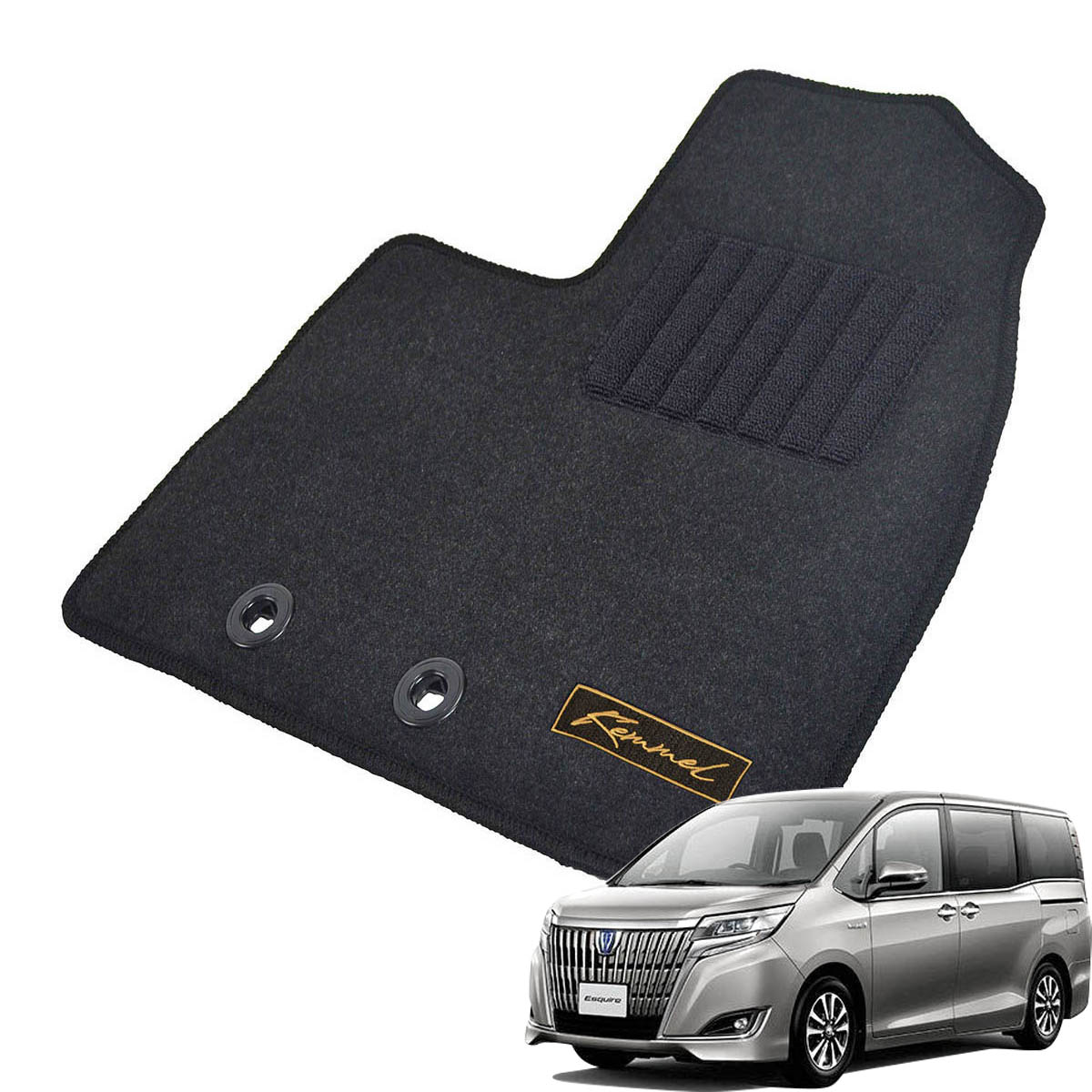 Kemmel トヨタ エスクァイア 80系 後期 H29/7～R4/1 8人乗車 グレードGiのみ 用フロアマット [全席セット/ロゴ付] [GX/ブラック]