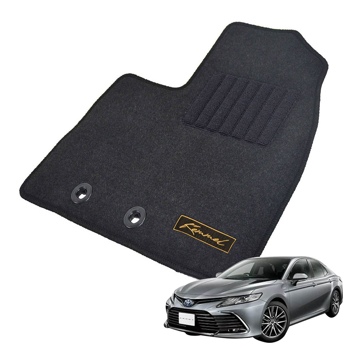 Kemmel トヨタ カムリ 70系 H29/7～R5/12 2WD/4WD共通 用フロアマット [全席セット/ロゴ付] [GX/ブラック]