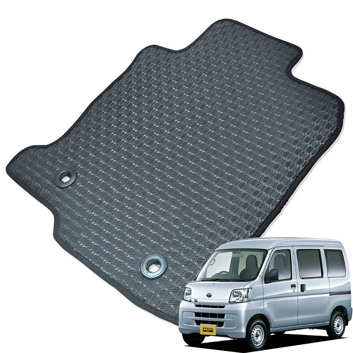 Kemmel トヨタ ピクシスバン H23/12～H29/11用 フロアマット [エッジカラー/ブラック] [全席セット] [刺繍ロゴ付] カーマット