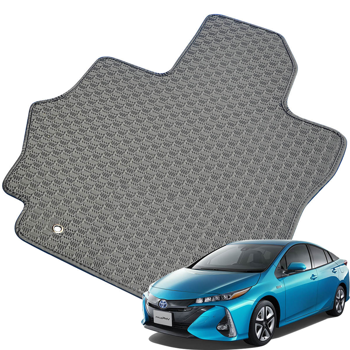 Kemmel トヨタ プリウスPHV H29/2～R5/1用 フロアマット [縁の加工/テープ仕様] [全席セット] [刺繍ロゴ付] カーマット
