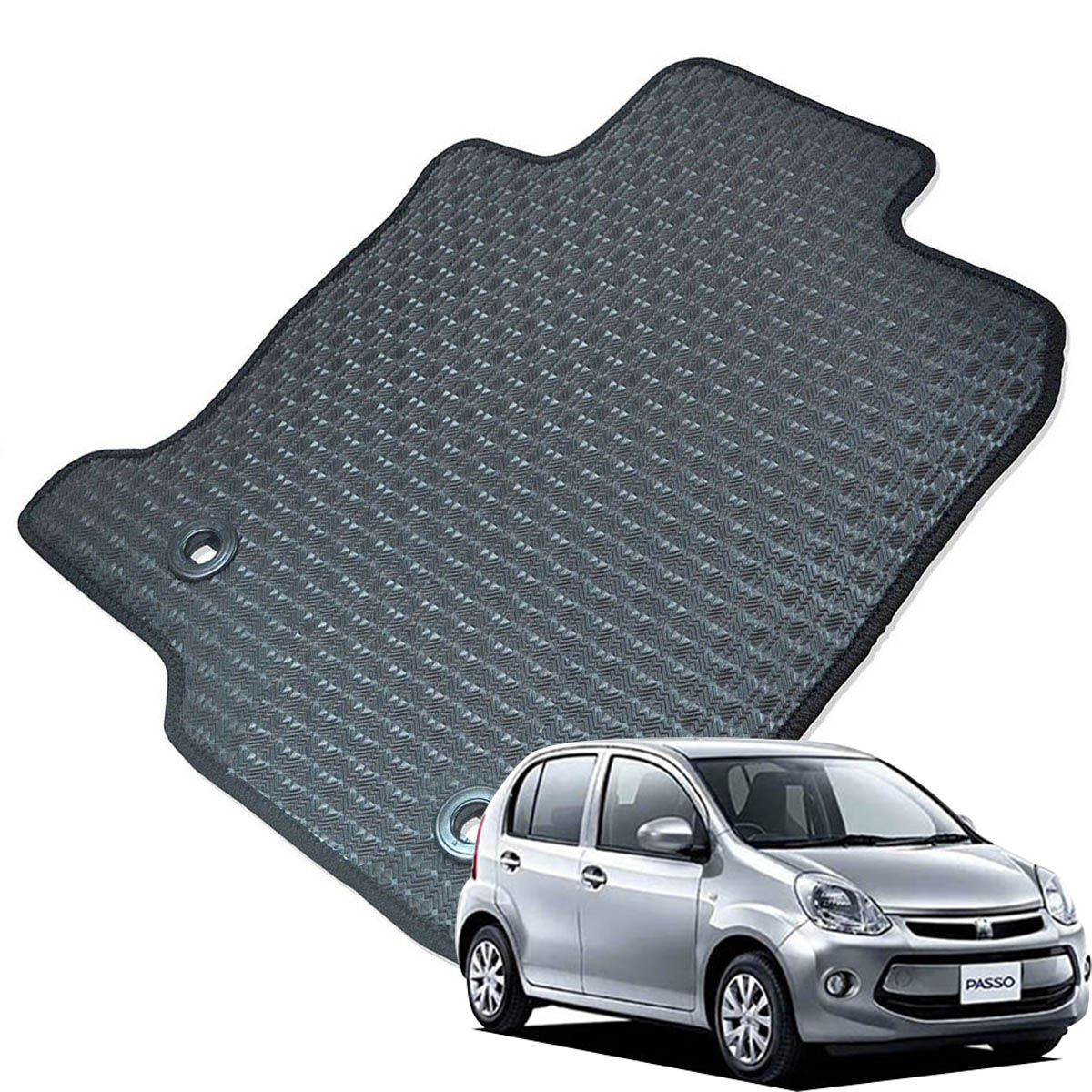 Kemmel トヨタ パッソ 30系 前期 H22/2～H24/6 2WD/4WD共通 一列目ベンチシート 寒冷地仕様は除く 用ラバーマット [全席セット] [エッジカラー/ブラック] ゴムマット 防水タイプ 選べるエッジカラー14色 