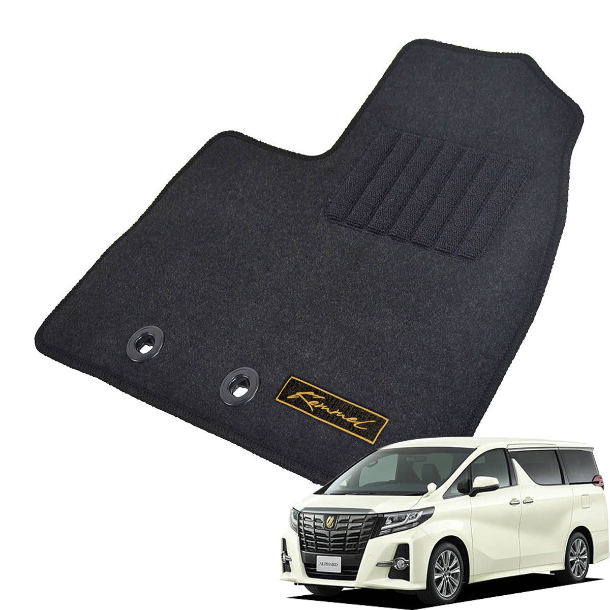 Kemmel トヨタ アルファード 30系 中期 H30/1～R3/4 8人乗車 用フロアマット [全席セット/ロゴ付] [GX/ブラック]