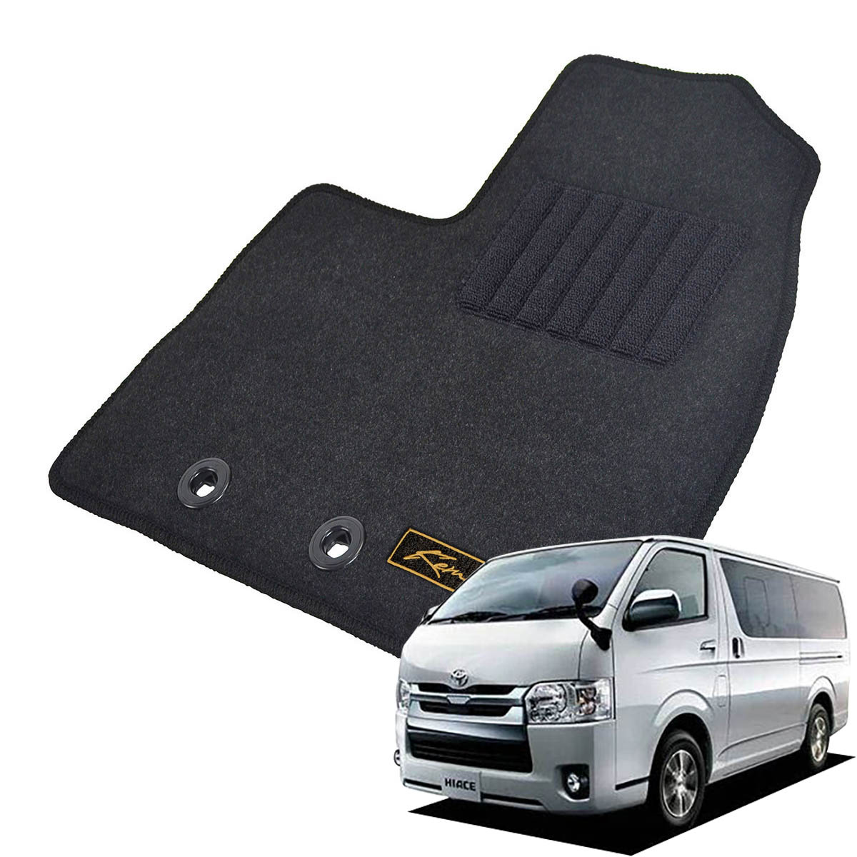 Kemmel トヨタ ハイエースバン（標準ボディ） 200系 H16/8～ 5人乗車 スーパーGL 用フロアマット [全席セット/ロゴ付] [GX/ブラック]