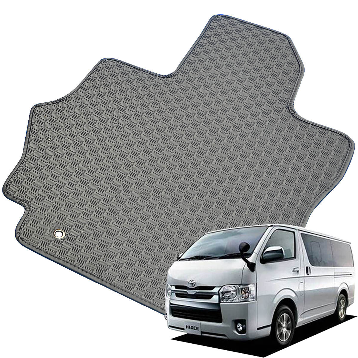 Kemmel トヨタ ハイエースバン（標準ボディ） H16/8～用 フロアマット [縁の加工/テープ仕様] [全席セット] [刺繍ロゴ付] カーマット