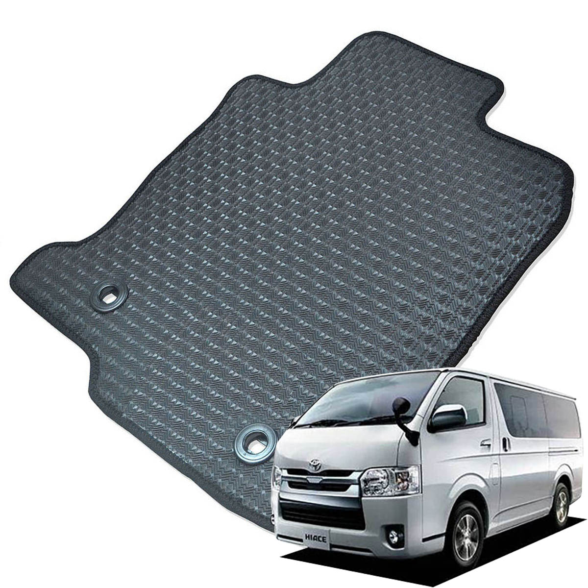 Kemmel トヨタ ハイエースバン（標準ボディ） 200系 H16/8～ 5人乗車 スーパーGL 用ラバーマット [全席セット] [エッジカラー/ブラック] ゴムマット 防水タイプ 選べるエッジカラー14色 
