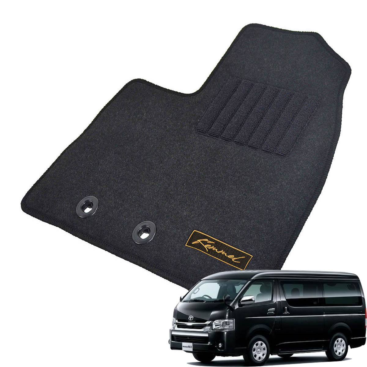 Kemmel トヨタ レジアスエース（ワイドボディ） 200系 H16/8～ 6人乗車 4ドア DX 用フロアマット [全席セット/ロゴ付] [GX/ブラック]