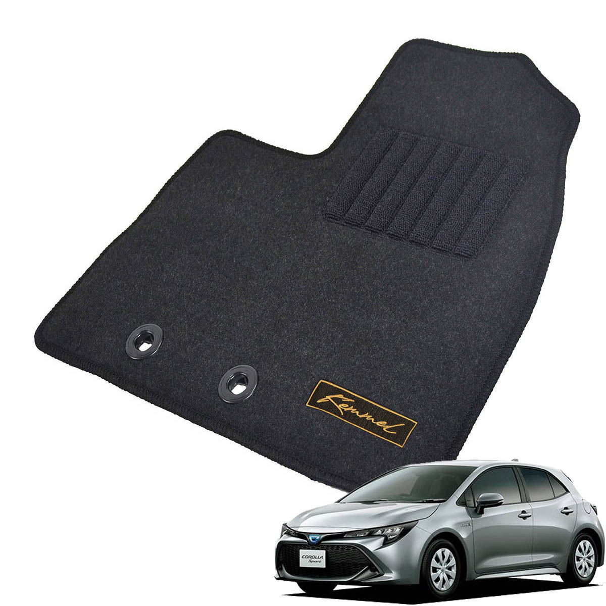 Kemmel トヨタ カローラスポーツ 210系 H30/8～ 5人乗車 2WD MT車 用フロアマット [全席セット/ロゴ付] [GX/ブラック]