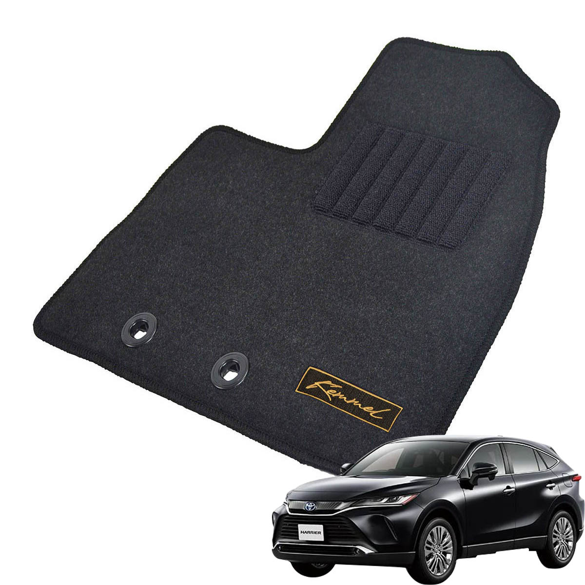 Kemmel トヨタ ハリアーハイブリッド 80系 R2/6～ 2WD/4WD共通 用フロアマット [全席セット/ロゴ付] [GX/ブラック]