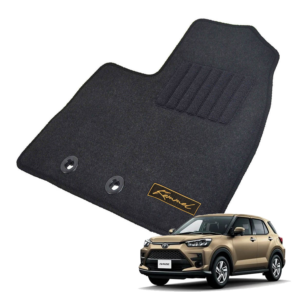Kemmel トヨタ ライズハイブリッド A200系 R3/11～ 2WD 用フロアマット [全席セット/ロゴ付] [GX/ブラック]