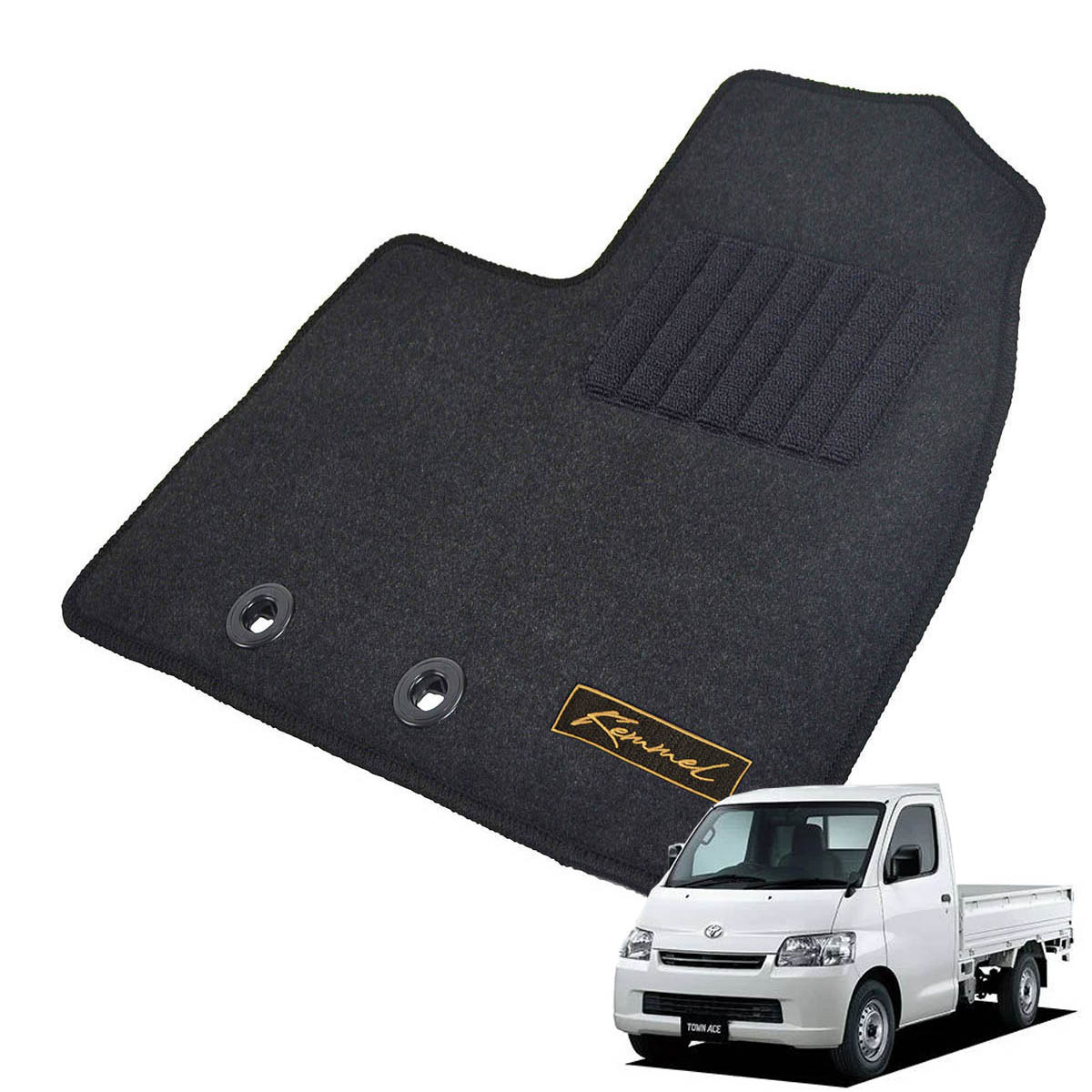 Kemmel トヨタ タウンエーストラック R2/9～R6/1用 フロアマット [GX生地/ブラック] [全席セット] [刺繍ロゴ付] カーマット