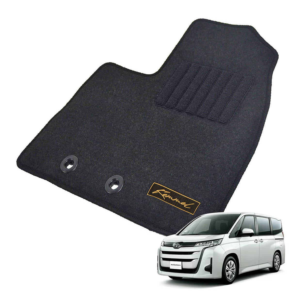 Kemmel トヨタ ノア 90系 R4/1～R8/5 7人乗車 コンソール有 用フロアマット [全席セット/ロゴ付] [GX/ブラック]