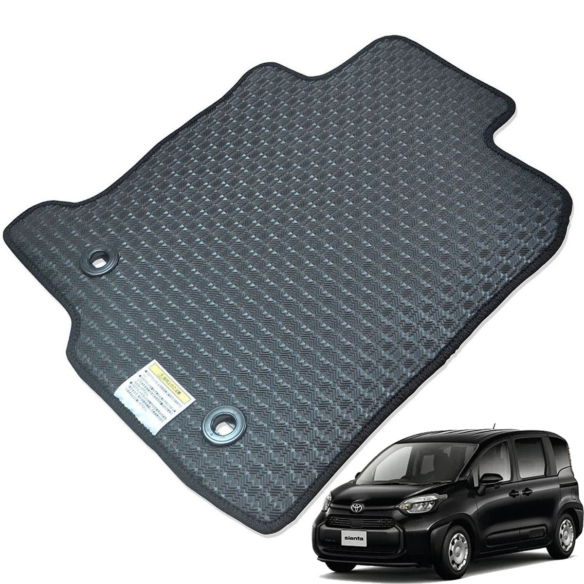 Kemmel トヨタ シエンタハイブリッド 10系 R4/8～ 5人乗車 2WD/4WD共通 ハイブリッド車 用ラバーマット [全席セット] [エッジカラー/ブラック] ゴムマット 防水タイプ 選べるエッジカラー14色 
