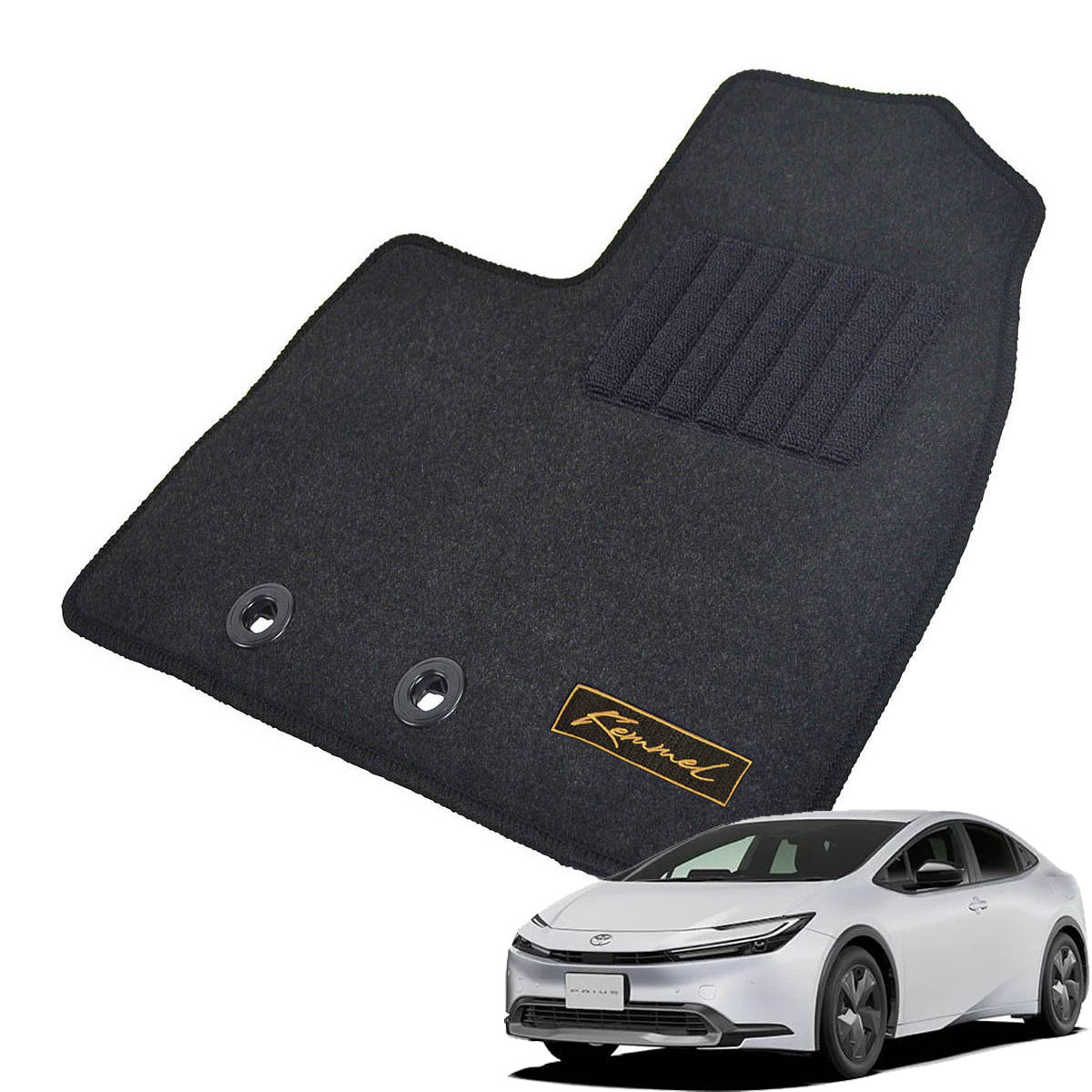 Kemmel トヨタ プリウス 60系 R5/1～ 2WD/4WD共通 用フロアマット [全席セット/ロゴ付] [GX/ブラック]