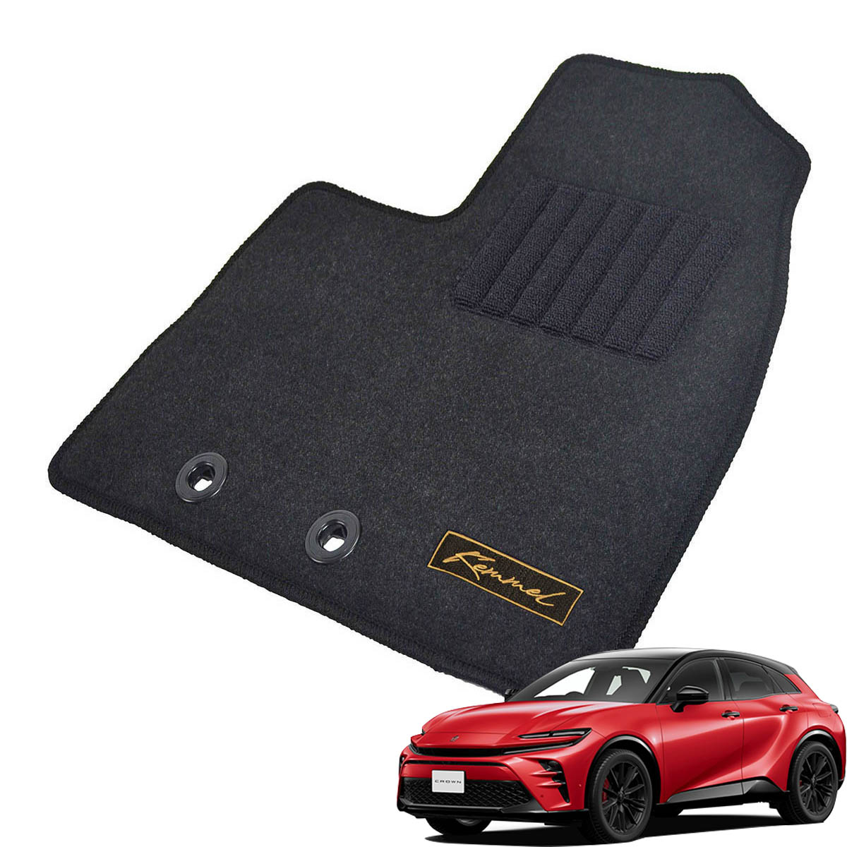 Kemmel トヨタ クラウンスポーツ 30系 R5/11～ 用フロアマット [全席セット/ロゴ付] [GX/ブラック]