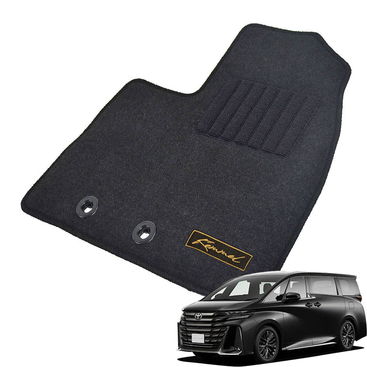 Kemmel トヨタ ヴェルファイアPHEV 40系 R7/1～ 6人乗車 用フロアマット [全席セット/ロゴ付] [GX/ブラック]