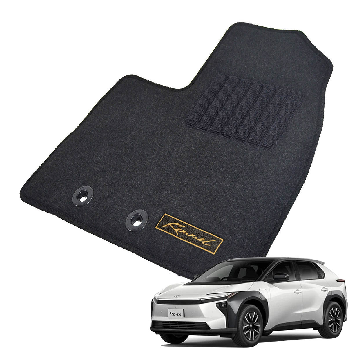 Kemmel トヨタ bZ4X 11系 15系 R7/10～ 2WD/4WD共通 用フロアマット [全席セット/ロゴ付] [GX/ブラック]