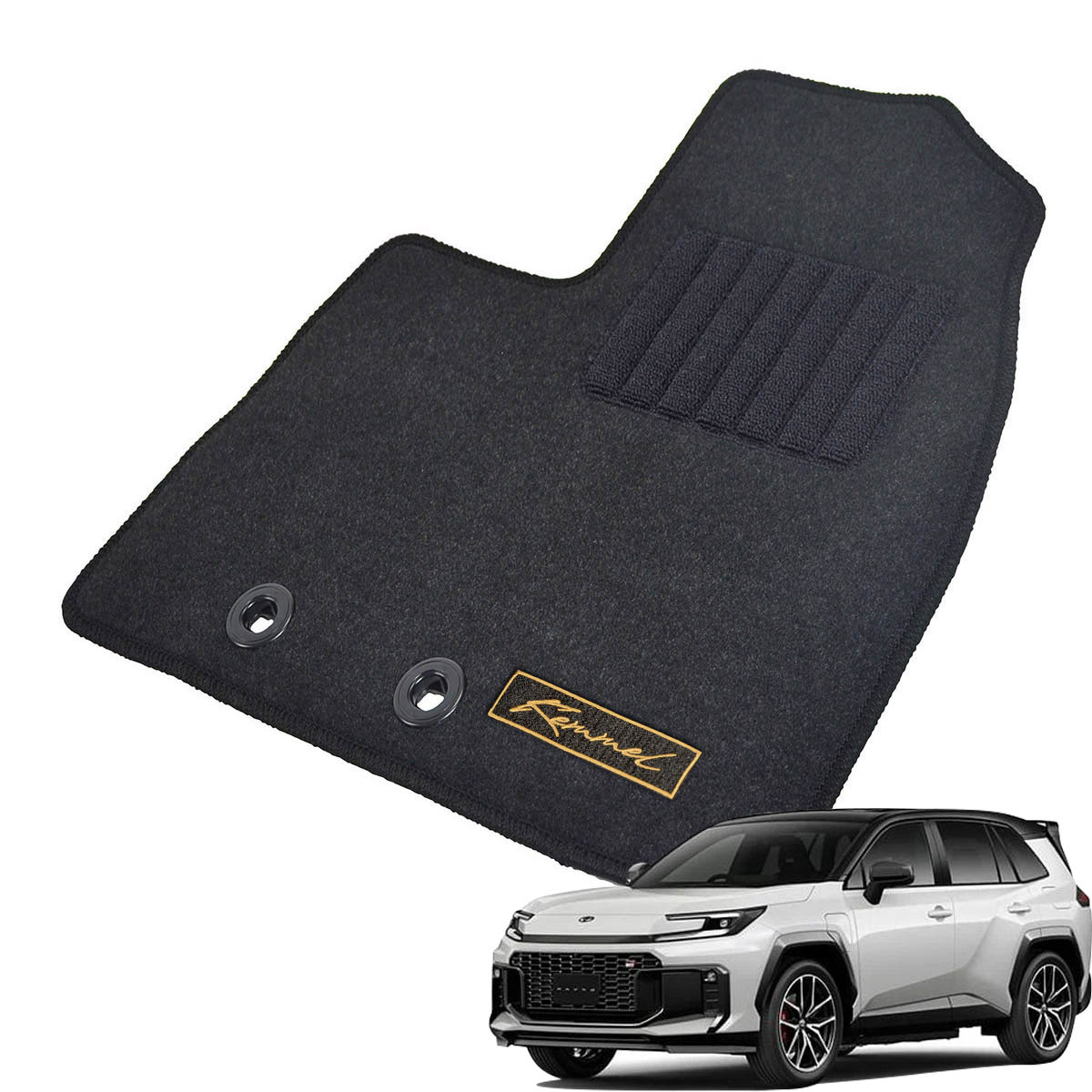 Kemmel トヨタ RAV4 PHEV 60系 R8/3～ 4WD 用フロアマット [全席セット/ロゴ付] [GX/ブラック]