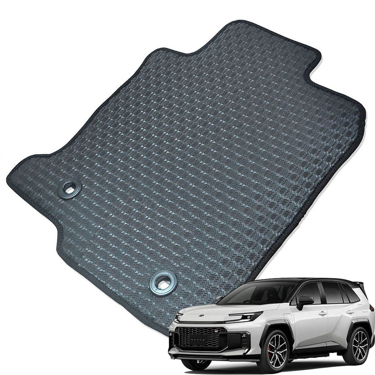 Kemmel トヨタ RAV4 PHEV R8/3～用 フロアマット [エッジカラー/ブラック] [全席セット] [刺繍ロゴ付] カーマット