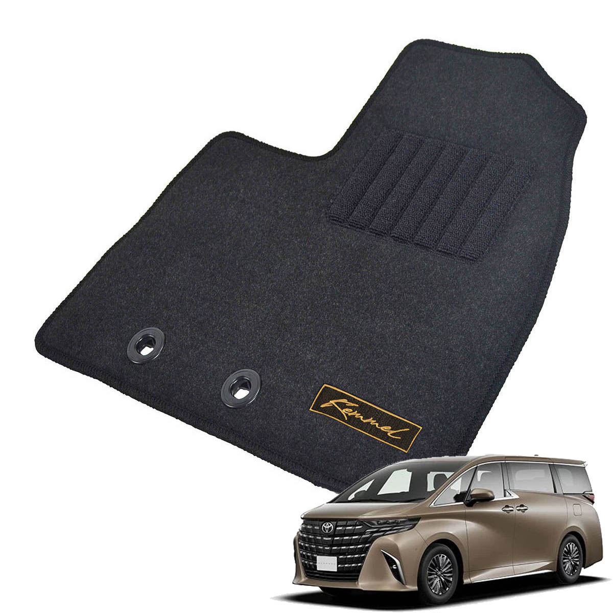Kemmel トヨタ アルファードハイブリッド R8/6～用 フロアマット [GX生地/ブラック] [全席セット] [刺繍ロゴ付] カーマット